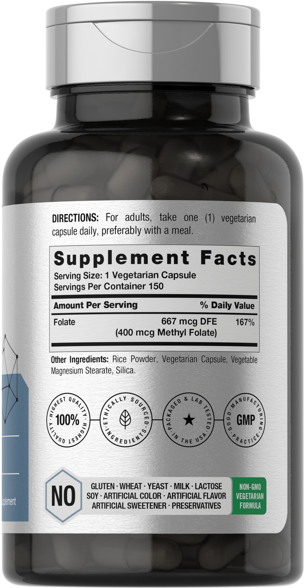Horbäach Methyl Folate capsules in vegan formula for daily support