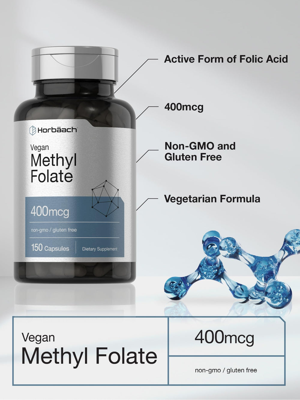 Horbäach Methyl Folate packaging on a shelf display