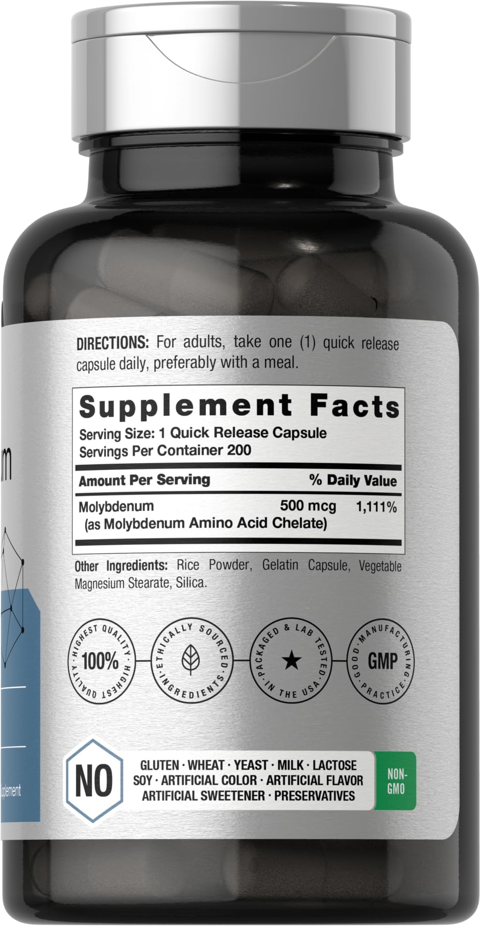 Horbaach molybdenum capsules displayed to highlight easy daily dosage