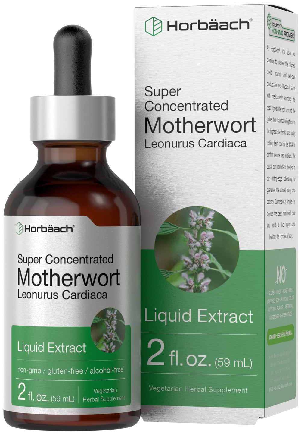 Horbaach motherwort tincture bottle with dropper for daily use