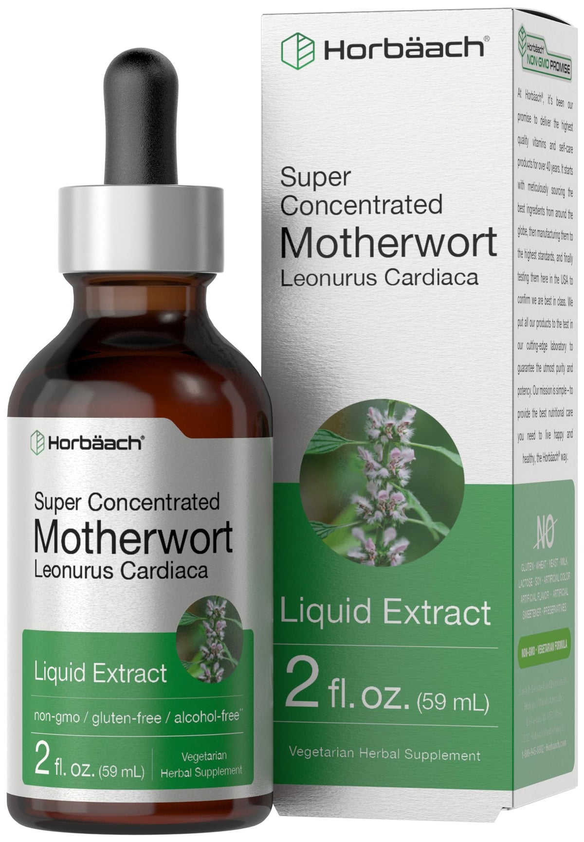 Horbaach motherwort tincture bottle with dropper for daily use