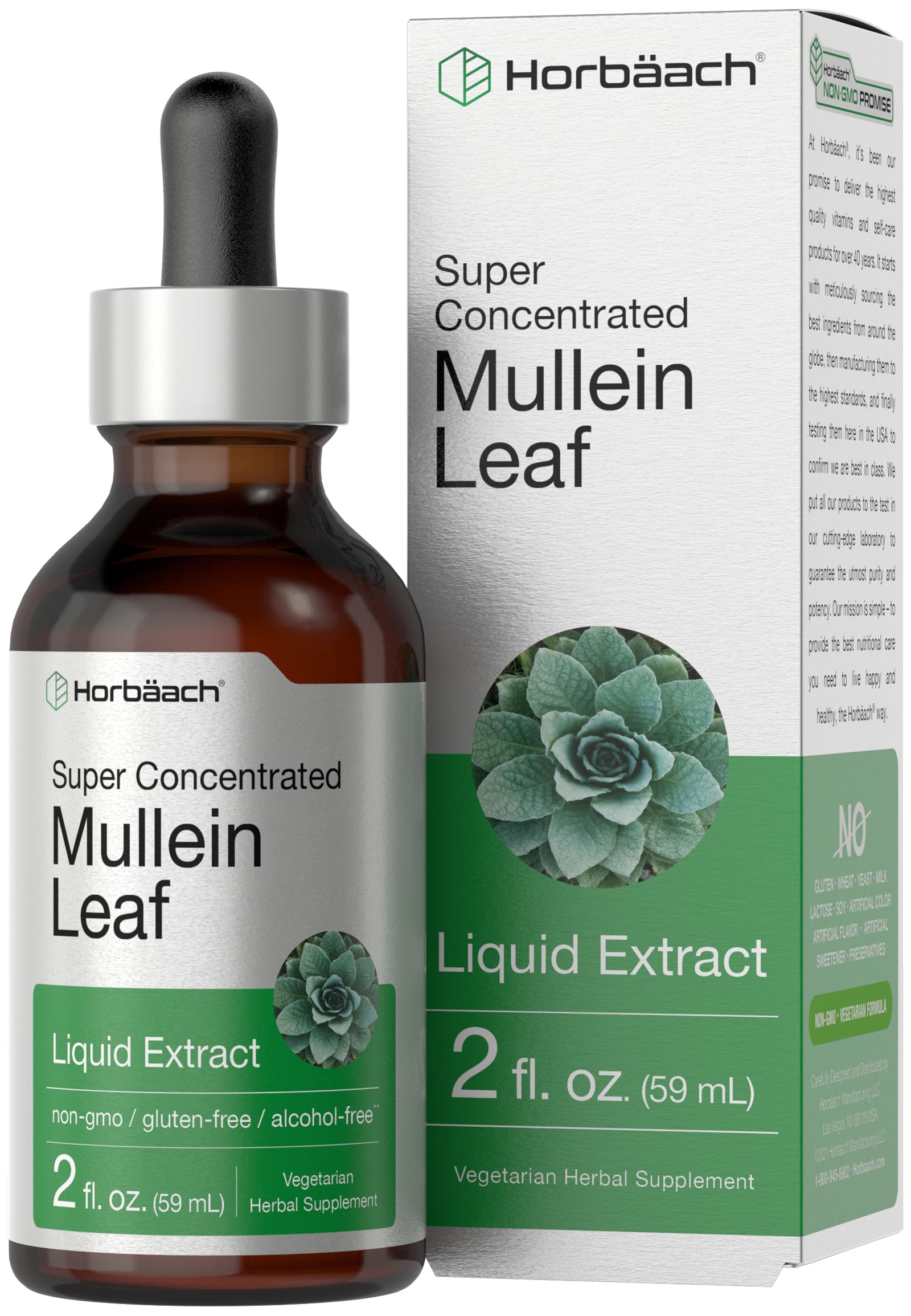 Horbäach Mullein Leaf Extract Drops bottle with alcohol-free liquid