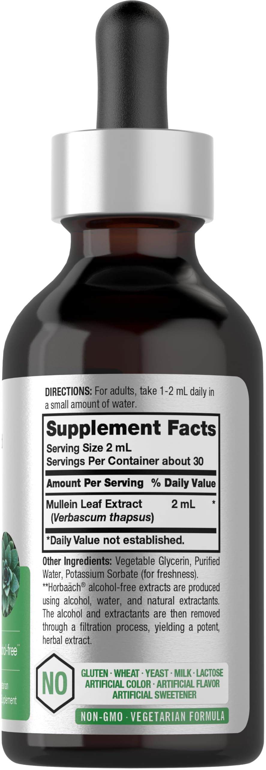 Horbäach Mullein Leaf Extract Drops dropper for easy, measured servings