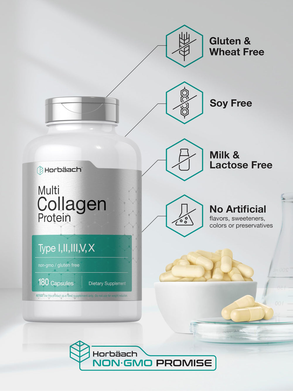 Ingredients panel lists five collagen types I II III V X