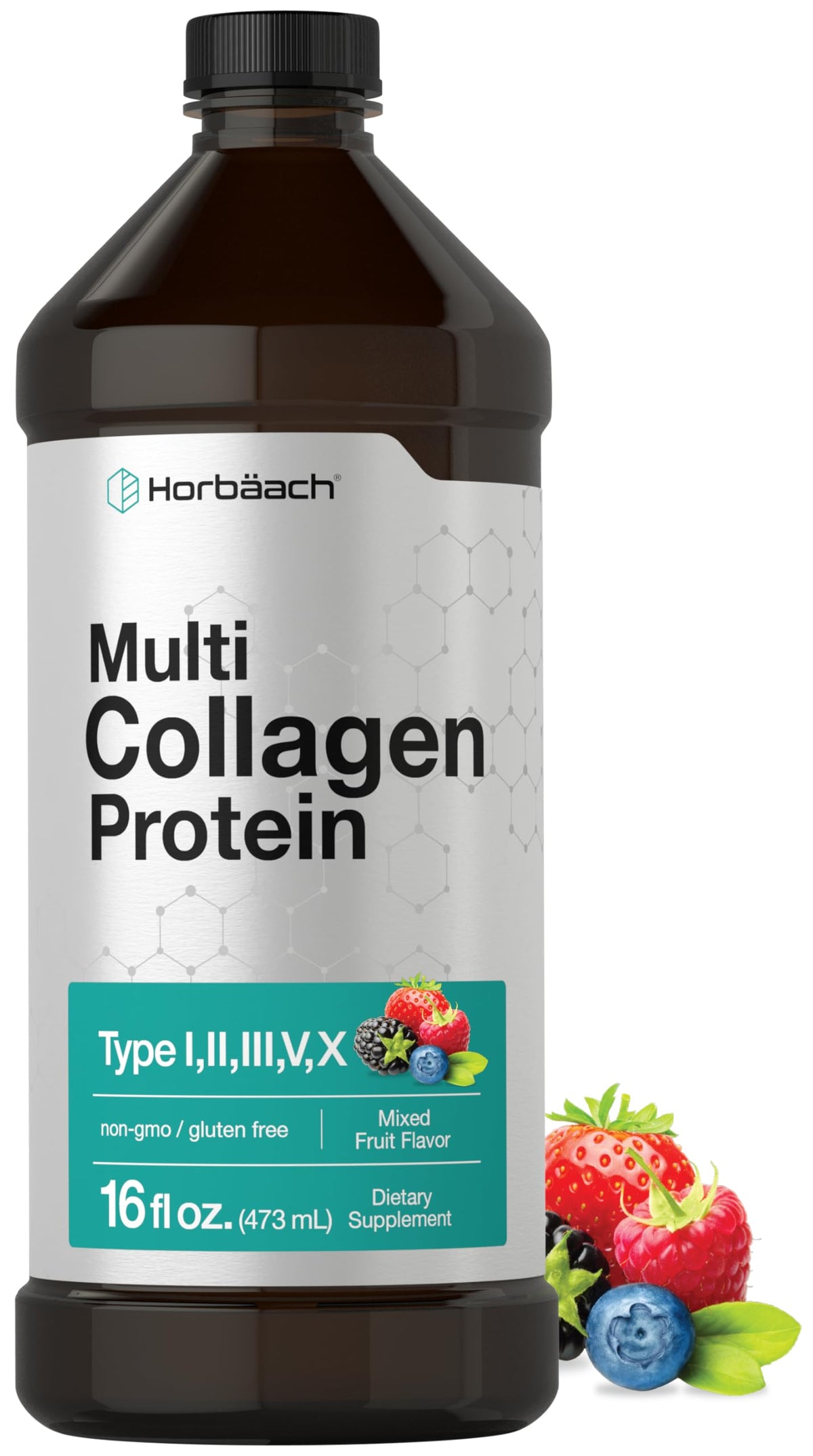 Horbaach Multi Collagen Liquid bottle for easy daily use.