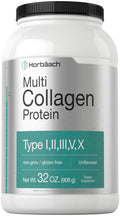 Horbaach Multi Collagen Protein Powder 32 oz | Type I, II, III, V, X | Unflavored | Gluten Free | Keto & Paleo Friendly
