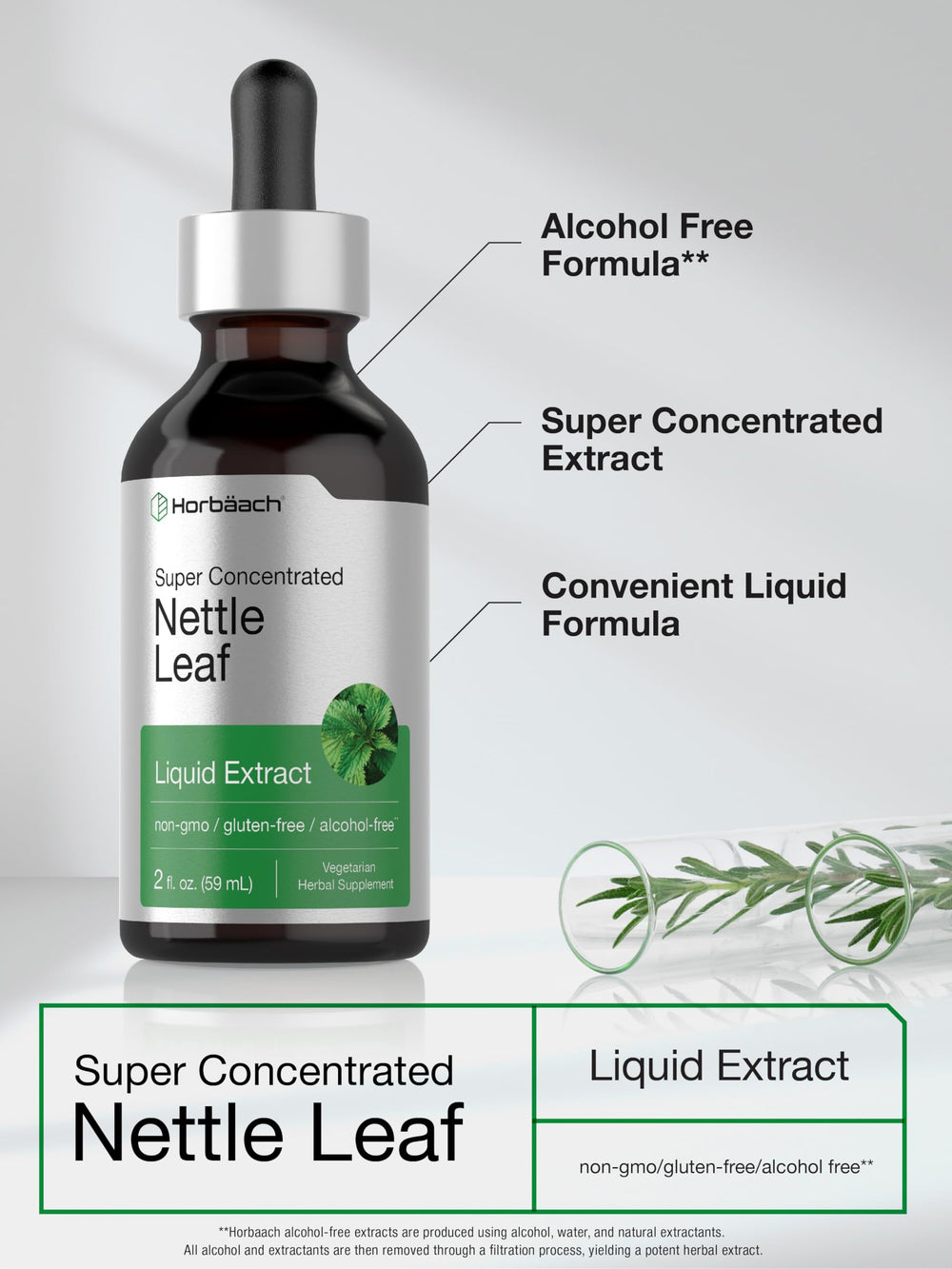 Horbäach Nettle Leaf Extract Drops amber glass bottle protecting potency