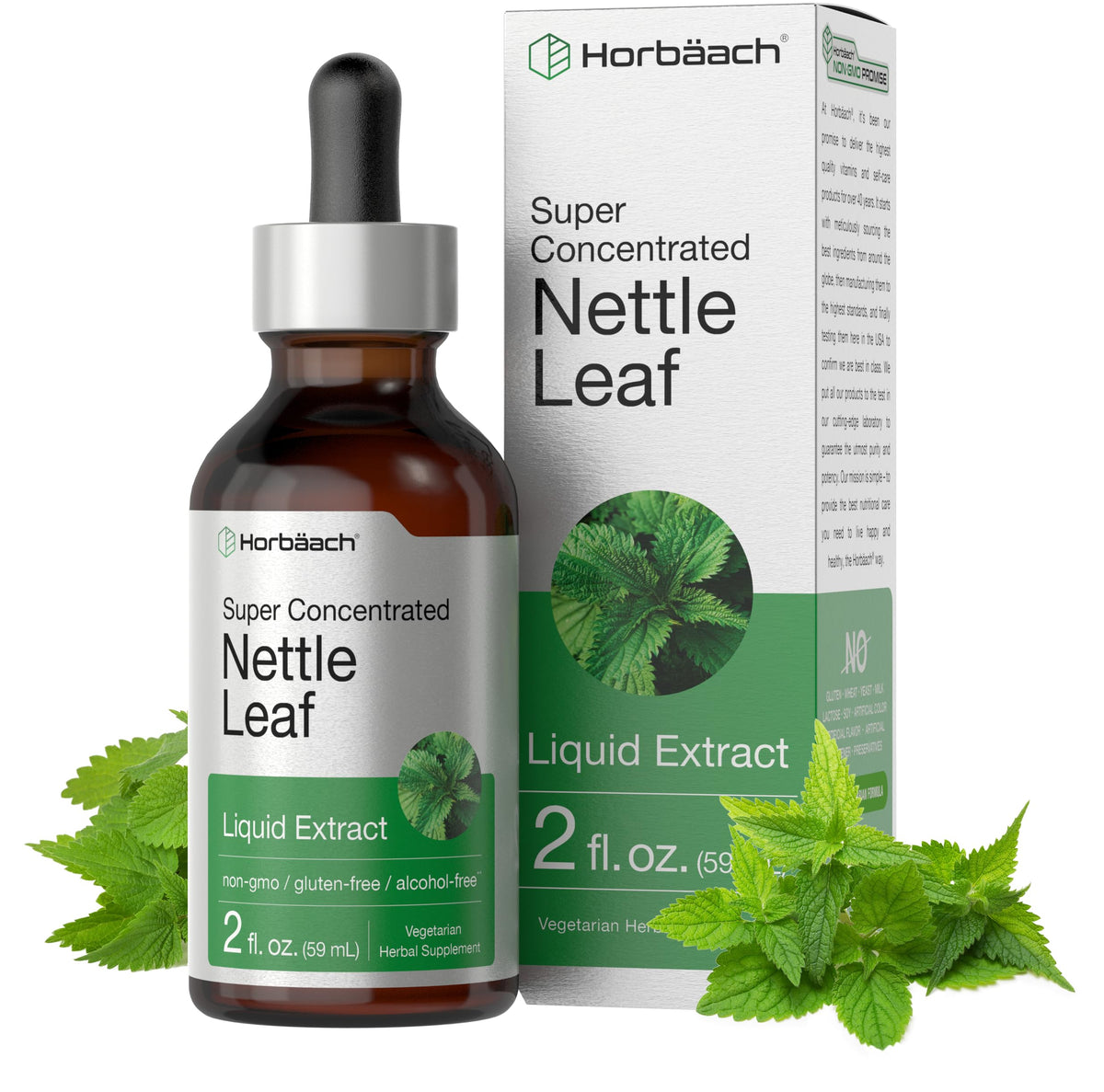 Horbäach Nettle Leaf Extract Drops bottle pour for easy daily dosing