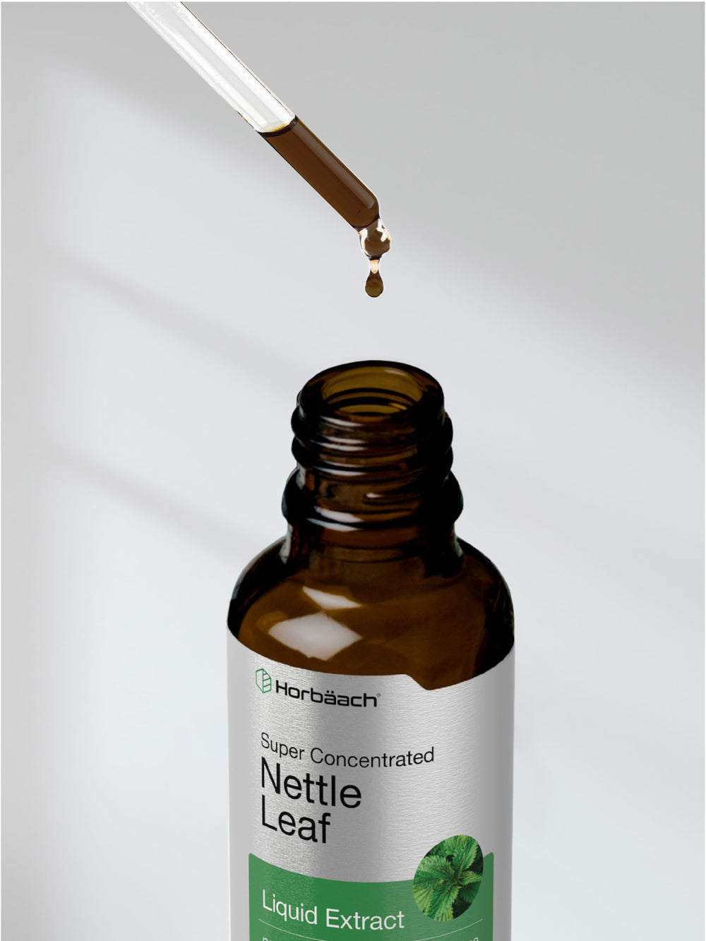 Horbäach Nettle Leaf Extract Drops gluten-free label supports dietary needs