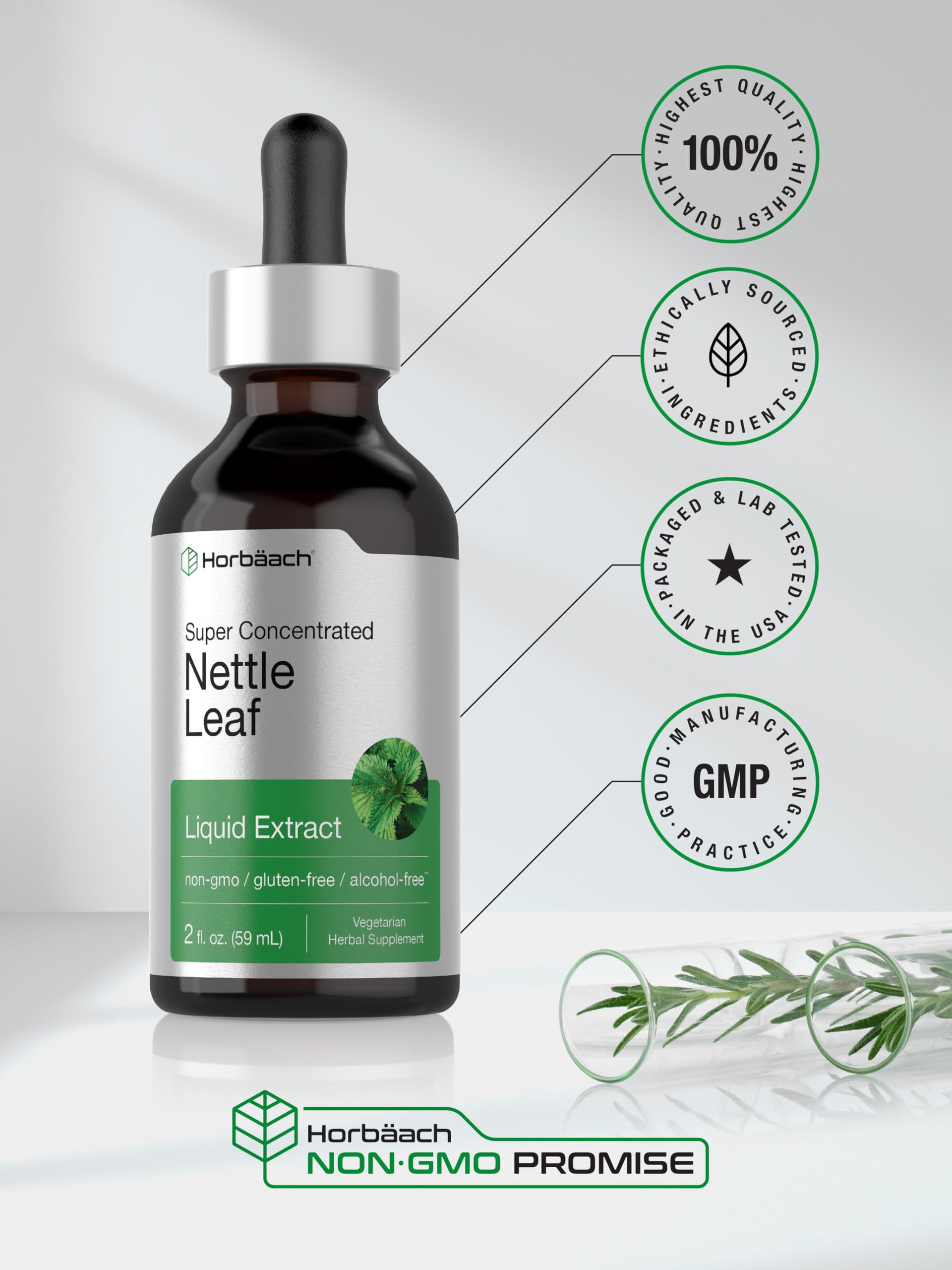 Horbäach Nettle Leaf Extract Drops vegan-friendly icon for plant-based use