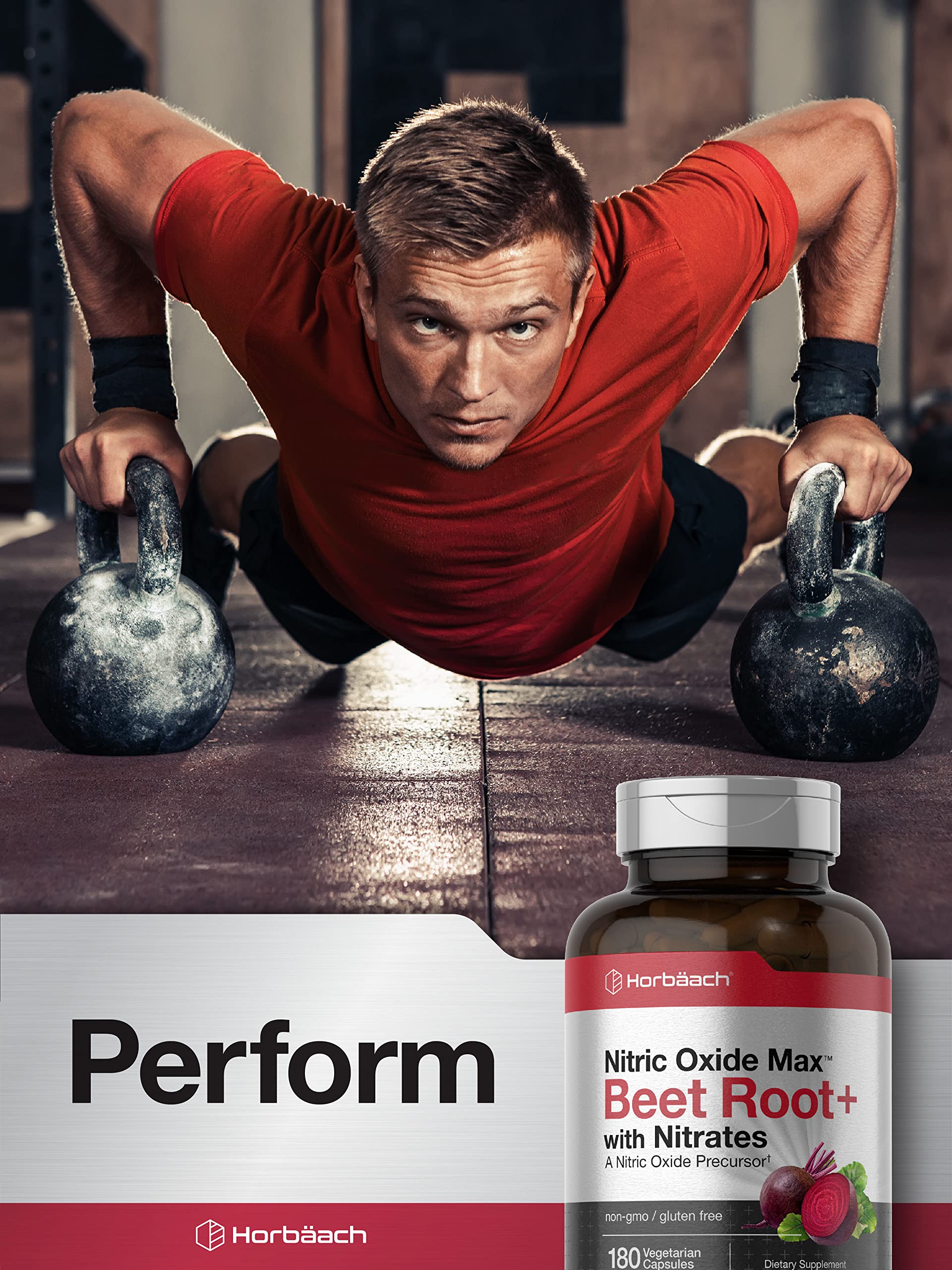 Horbäach Nitric Oxide Beet Root capsules packaging back view communicates quality and purity