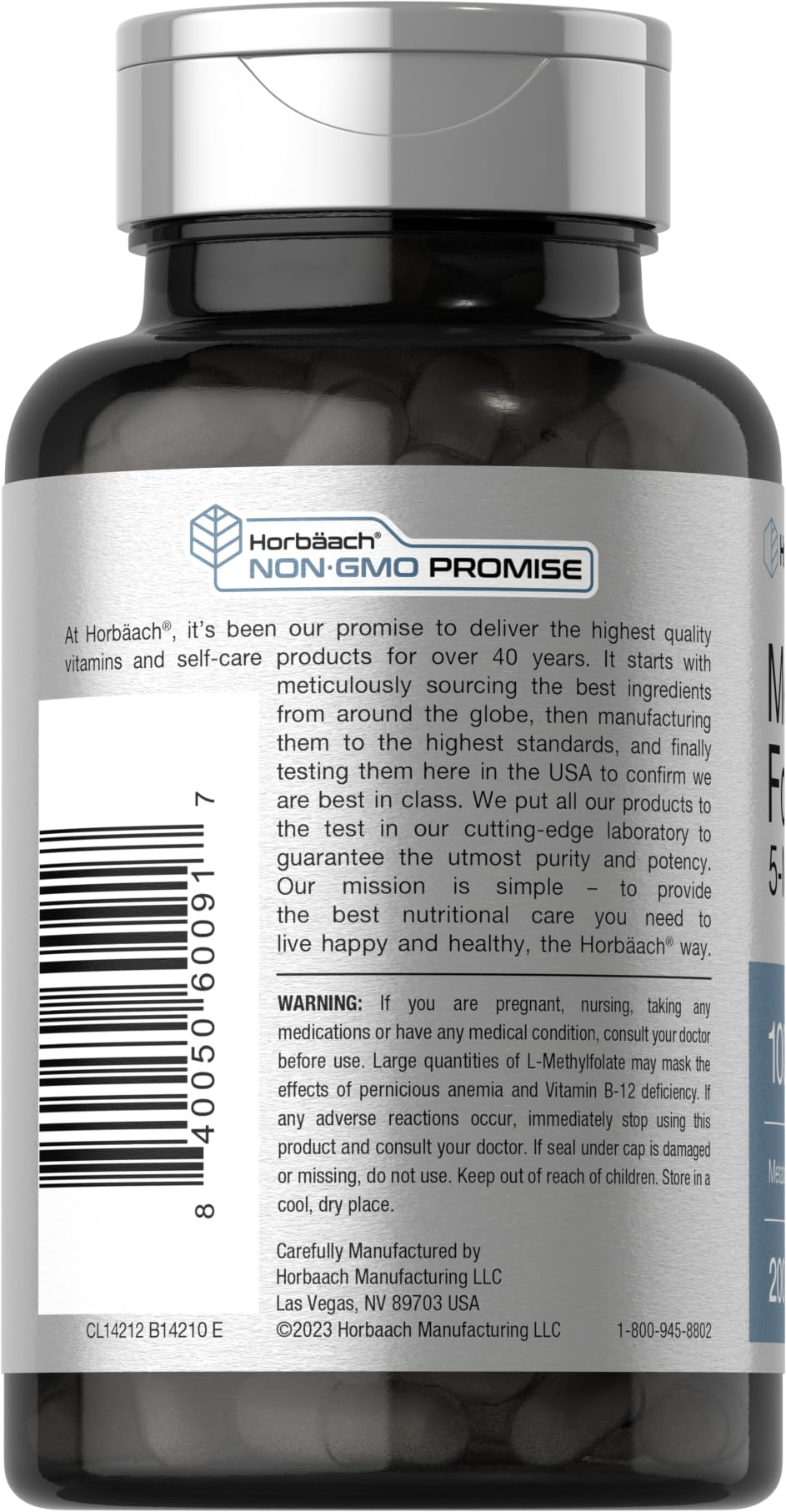 Horbaach non-GMO gluten-free folate capsules ideal for dietary-restriction routines