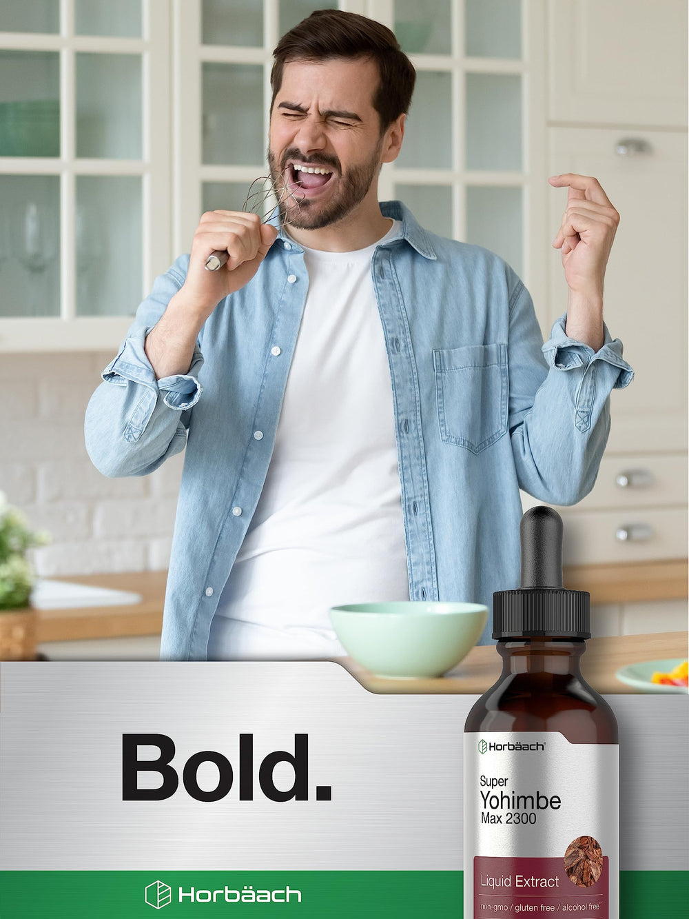 Horbäach Non-GMO gluten-free Yohimbe extract on the shelf
