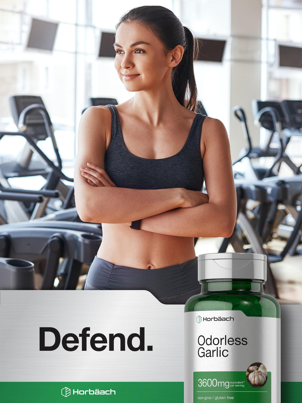 Horbäach Odorless Garlic Softgels in kitchen scene for daily supplementation.
