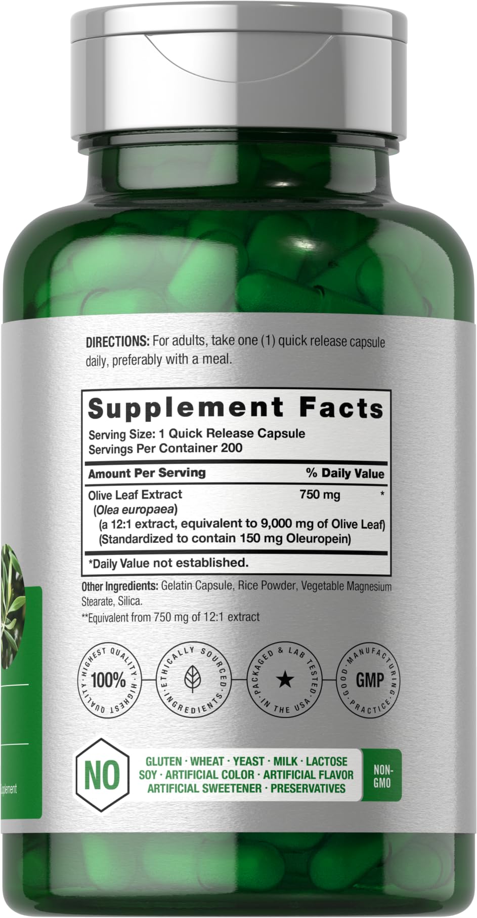 Horbäach Olive Leaf Extract capsules oleuropein standardization supports consistent dosing