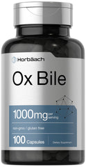 Horbäach Ox Bile 1000mg bottle displayed for daily digestion support.