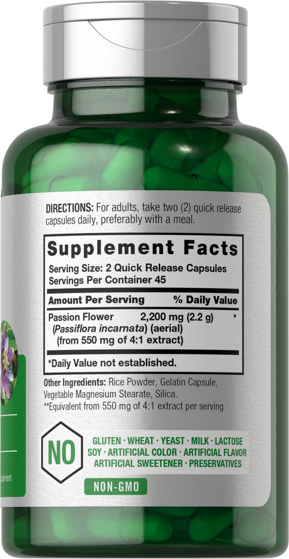 Horbaach Pasiflora: dosis equivalente de 2200 mg para conveniencia.