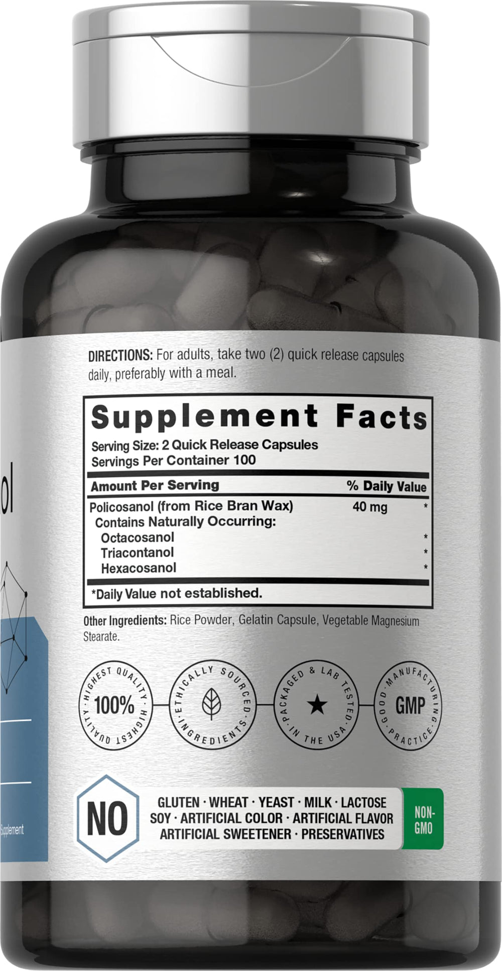 Horbäach Policosanol 40mg capsules, quick-release for everyday wellness.