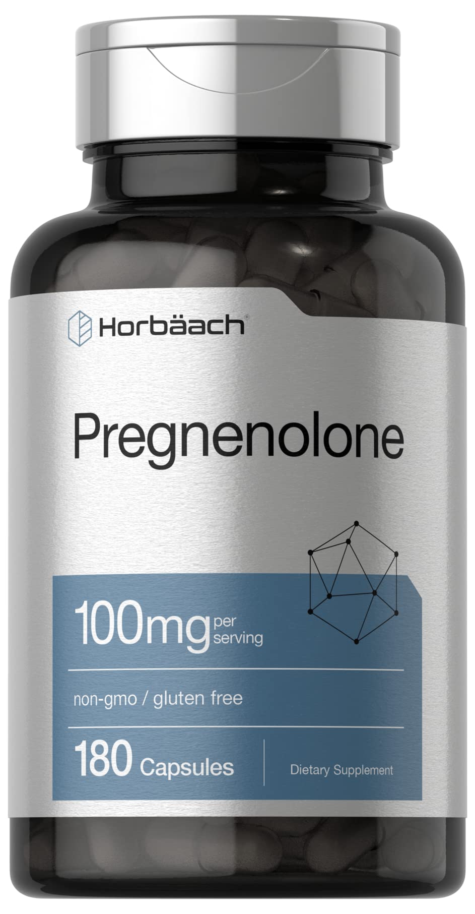 Horbaach Pregnenolone 100mg bottle for daily wellness.