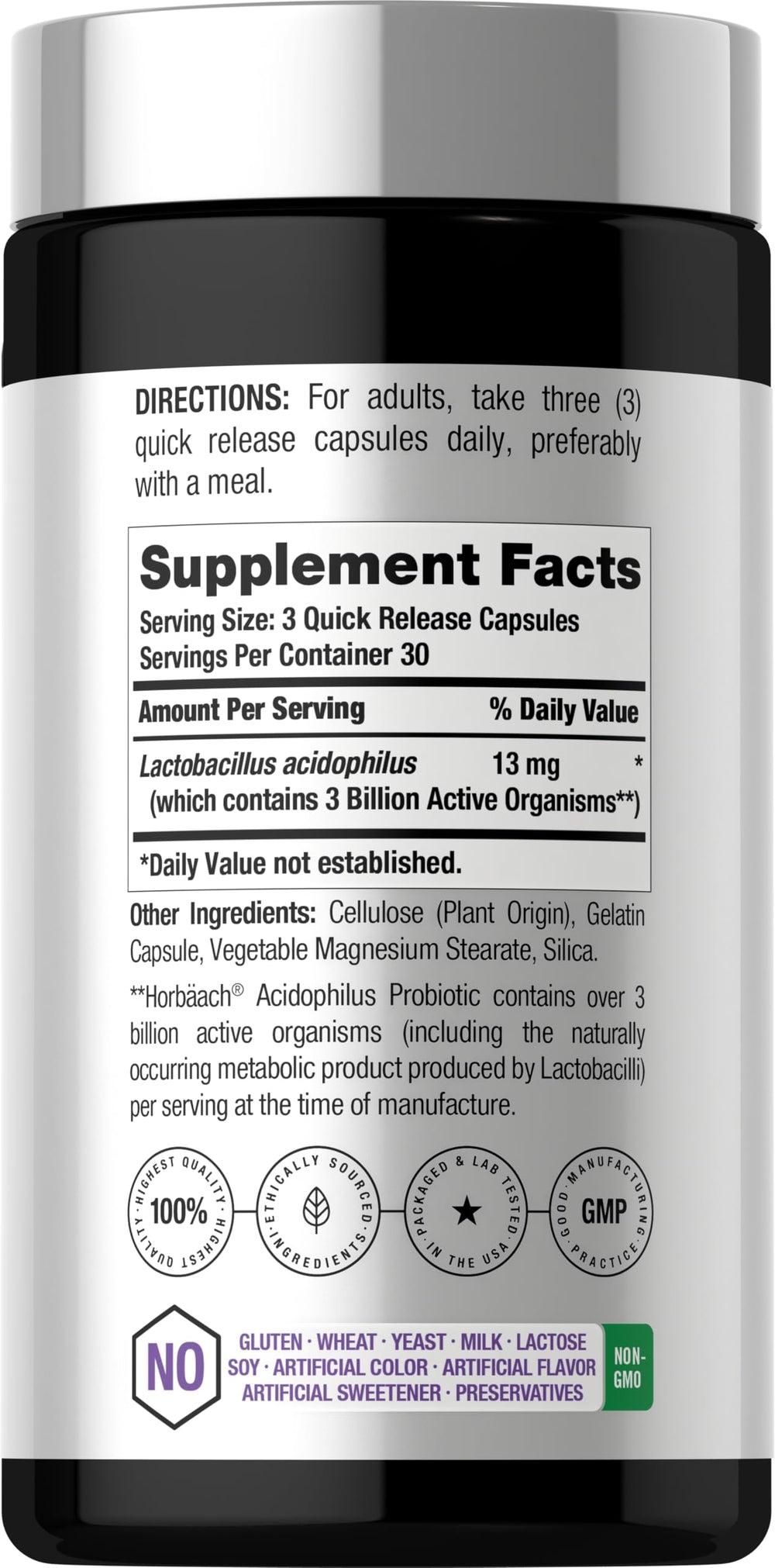 Horbäach probiotic 3 billion CFU capsules ensure daily gut support