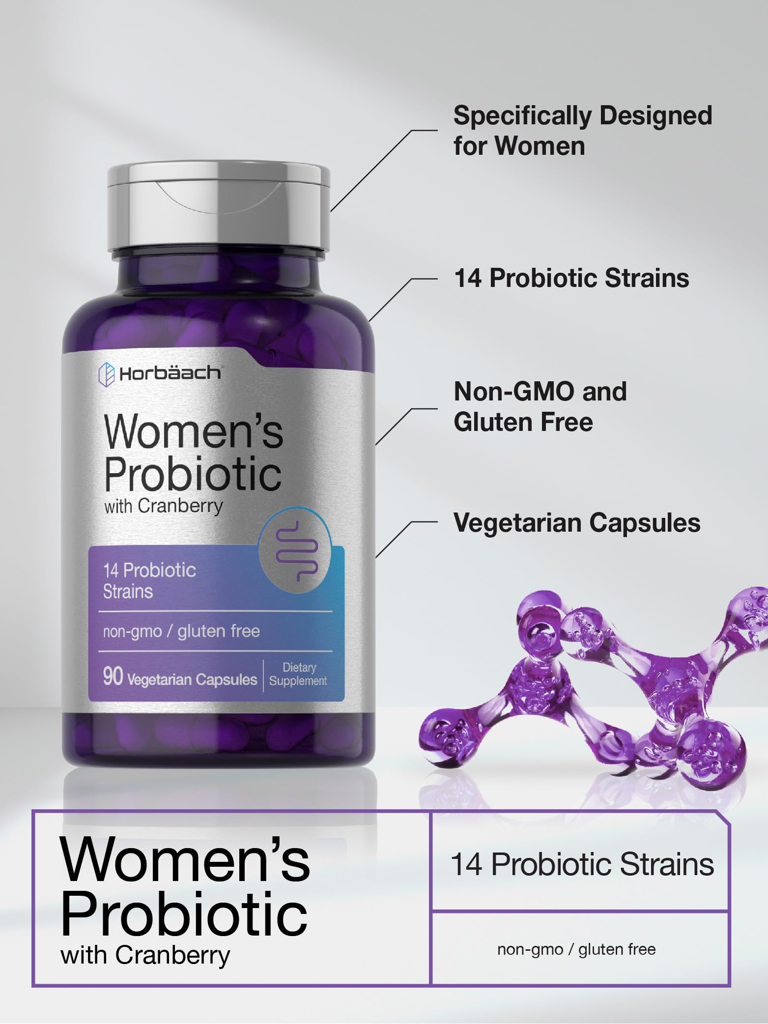 Horbäach Probiotic Cranberry daily support for urinary health balance