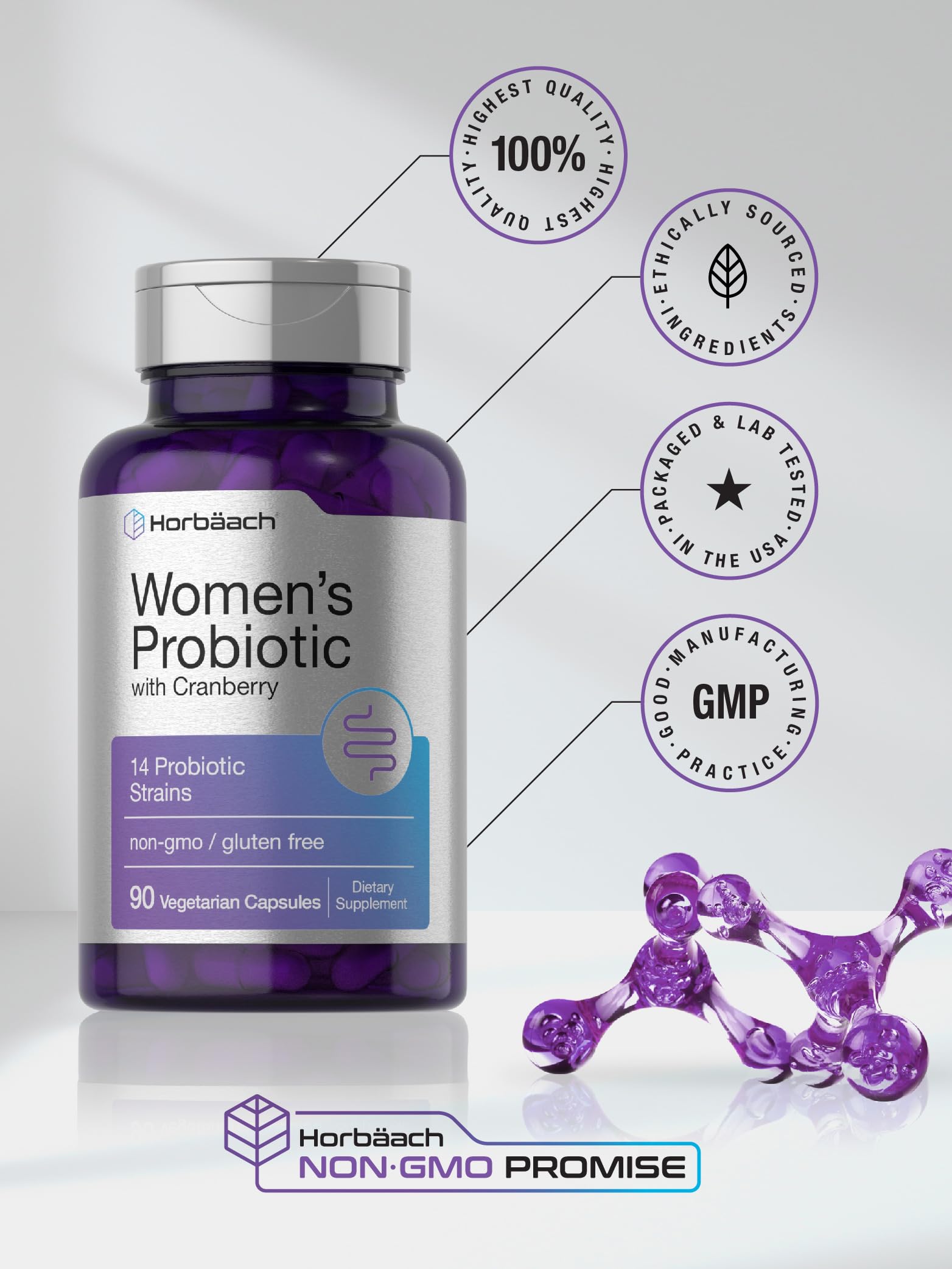Horbäach Probiotic Women vegetarian capsules are plant-based