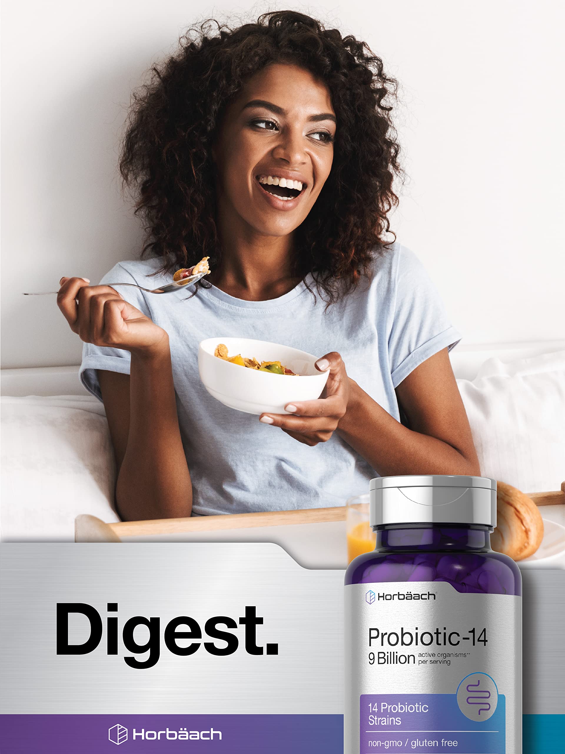 Horbäach Probiotics packaging side view with product details