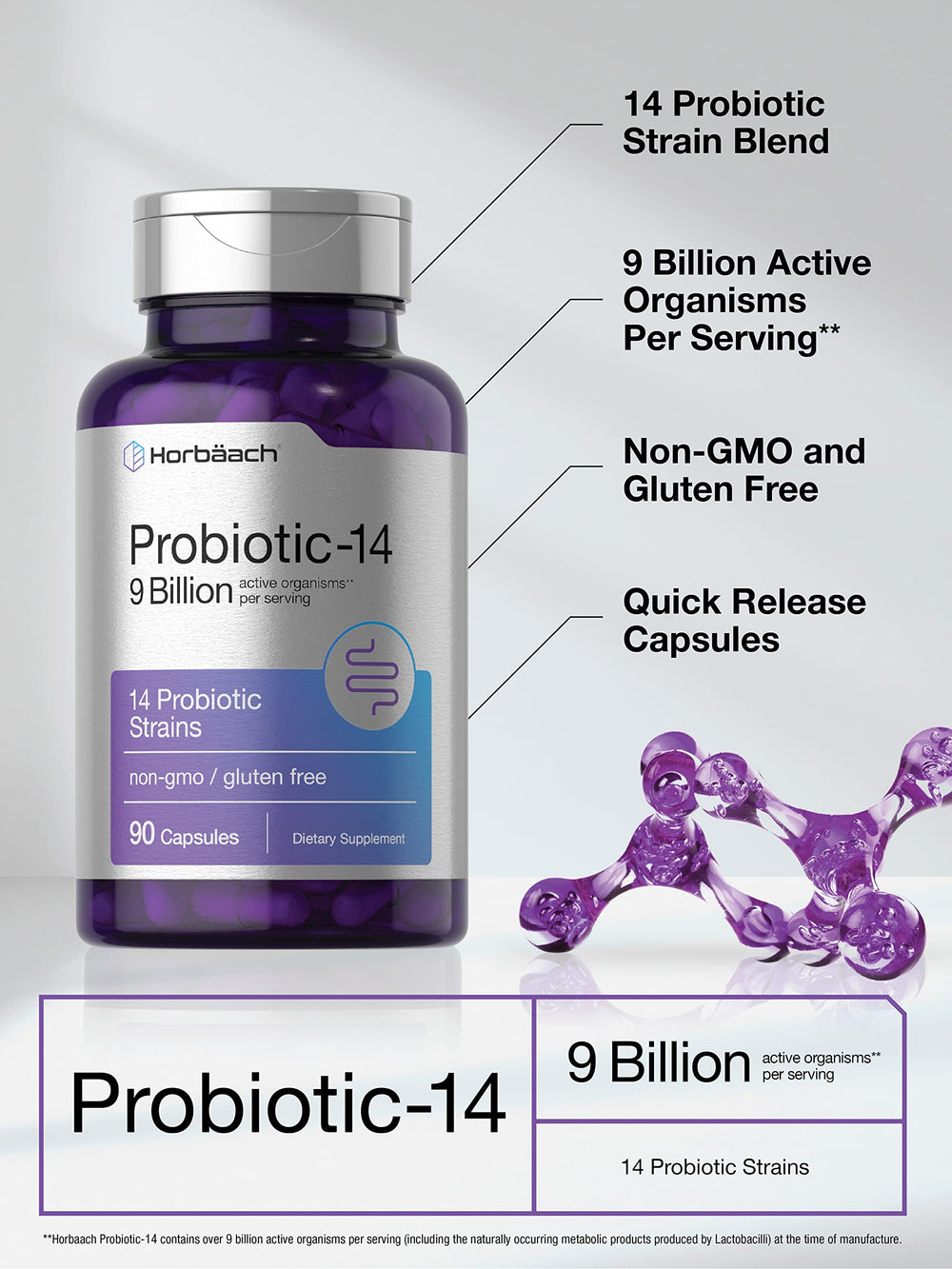 Horbäach Probiotics quick-release capsules for convenient daily use