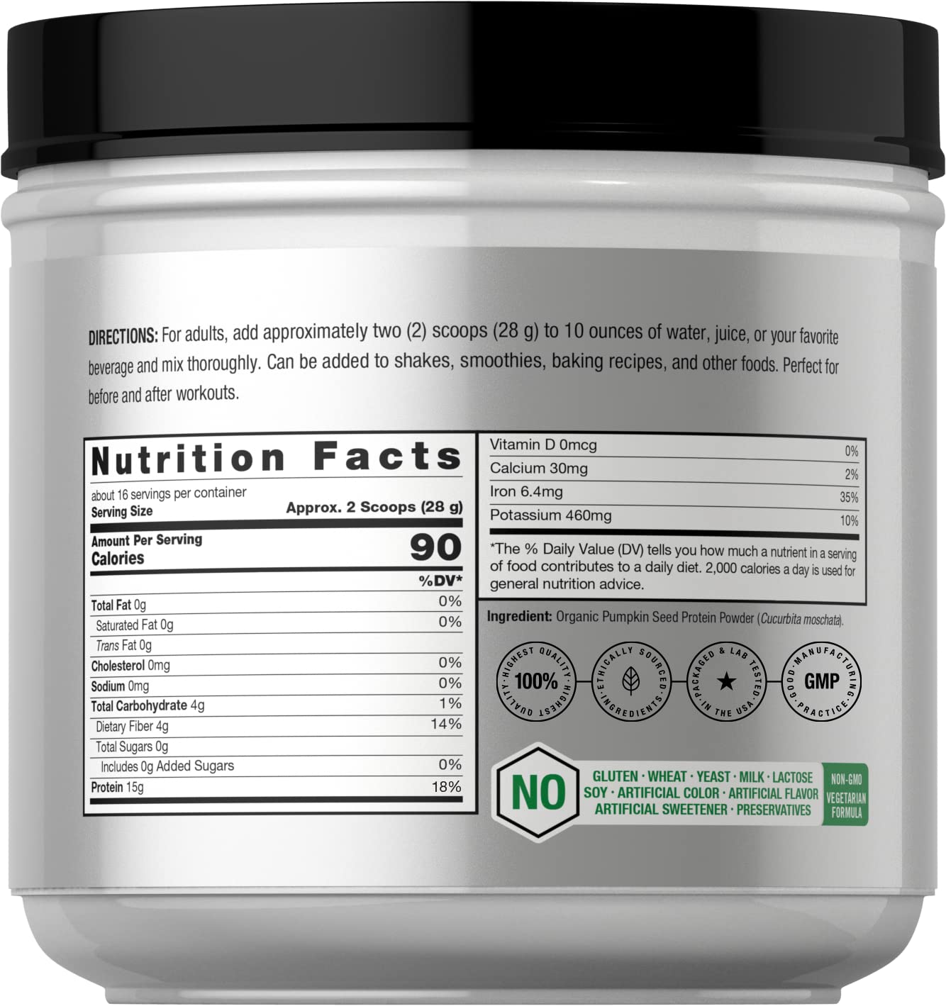 Horbaach pumpkin seed protein powder scoop demonstrates convenient serving for quick shakes