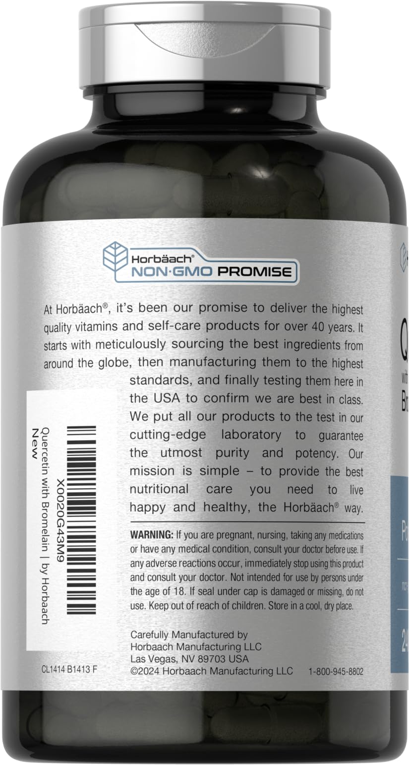 Front packaging of Horbaach Quercetin with Bromelain clean design.
