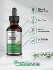 Front label of Horbaach Rhodiola Rosea 2 oz bottle