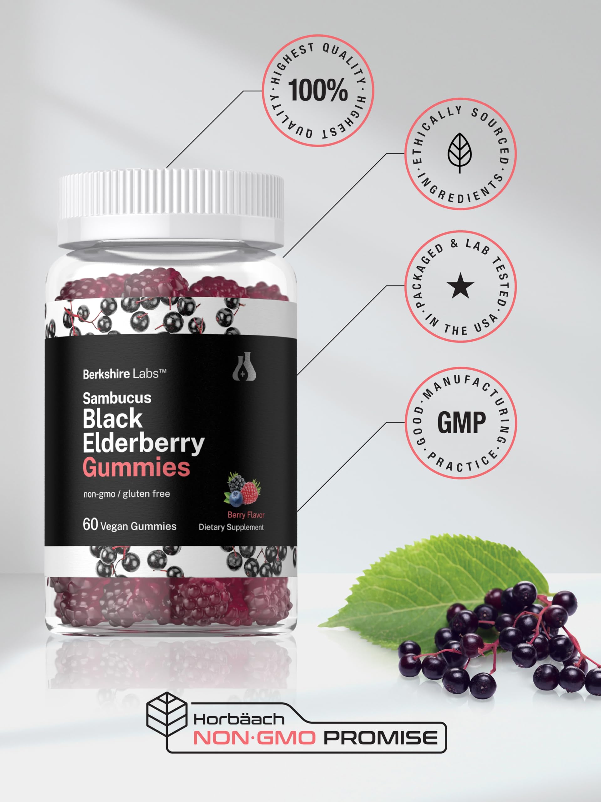 Packaging shot emphasizing allergen-free and gluten-free Horbaach gummies.