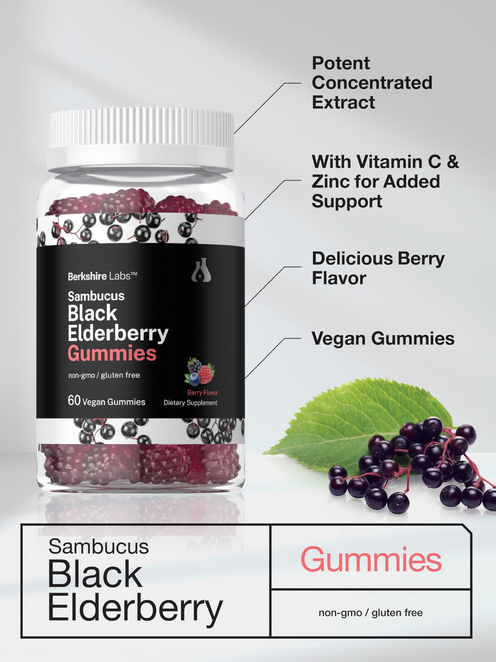 Gummies with vitamin C and zinc information on Horbaach packaging.