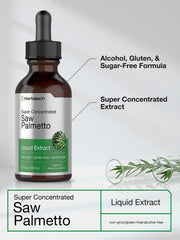 Horbaach Saw Palmetto bottle close-up highlighting alcohol-free formula.