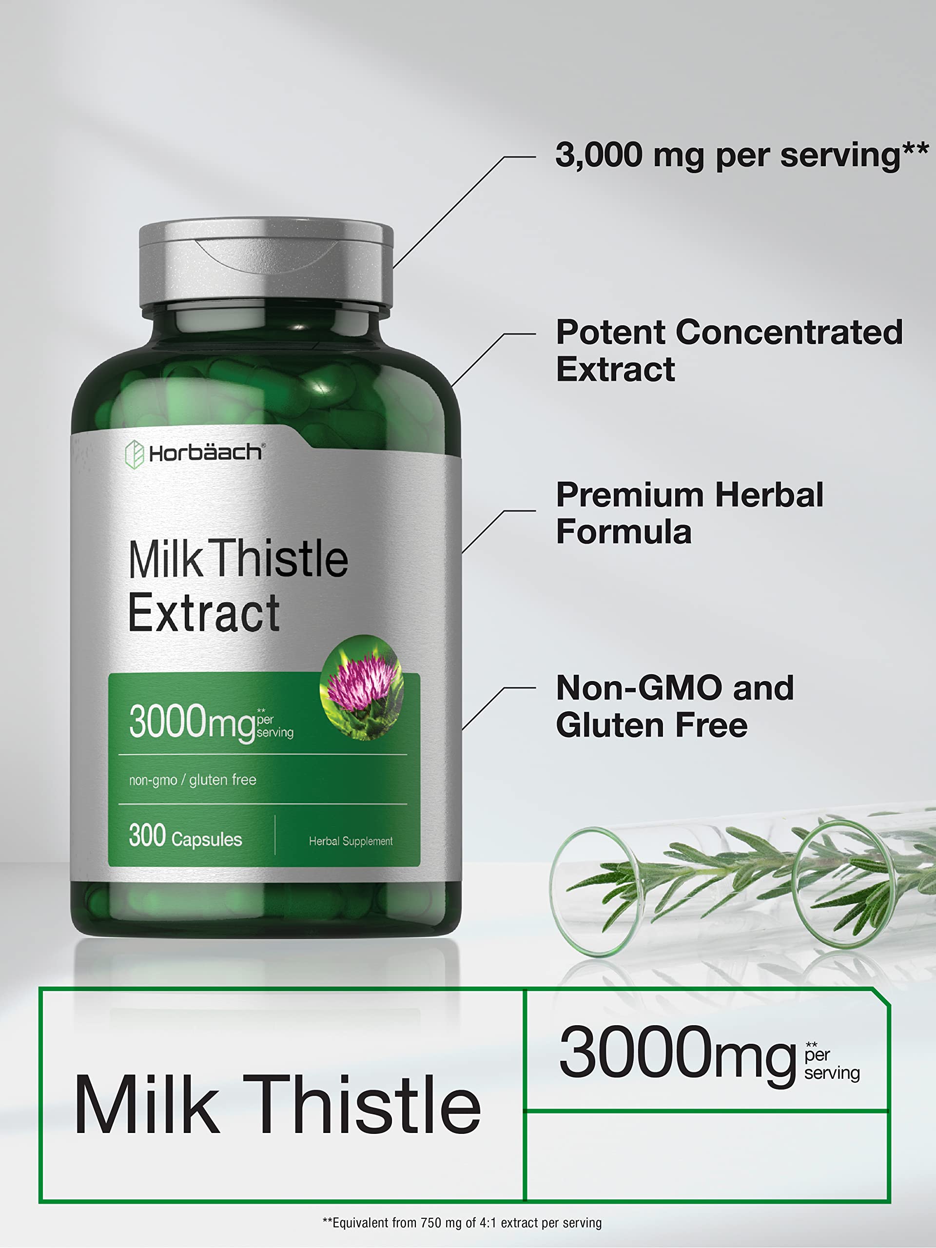 Horbaach milk thistle seed extract imagery emphasizing purity