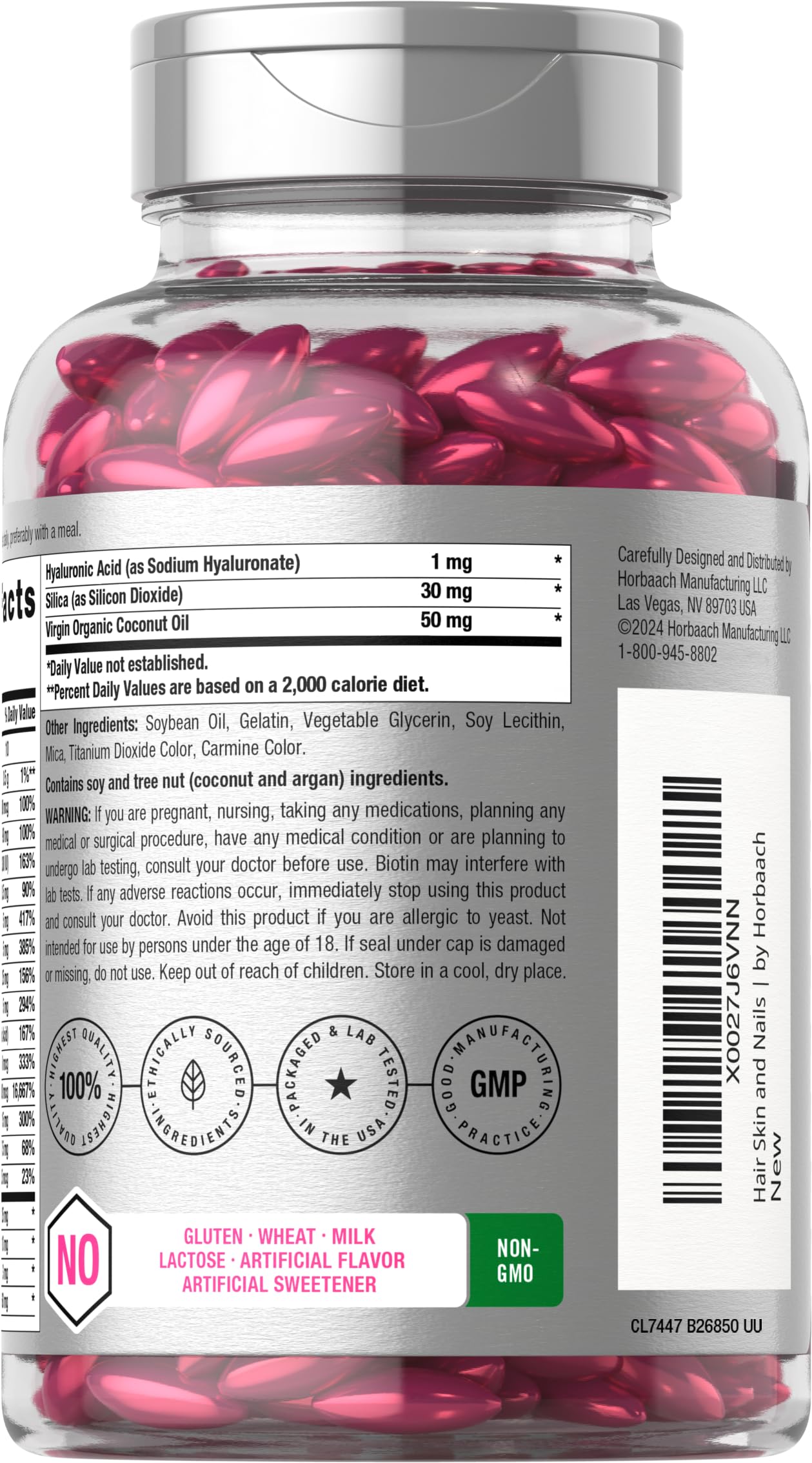 Horbaach softgels poured from bottle for daily use