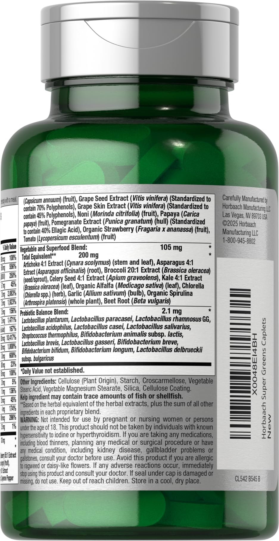 Horbäach Super Greens antioxidant fruit blend with vibrant notes.