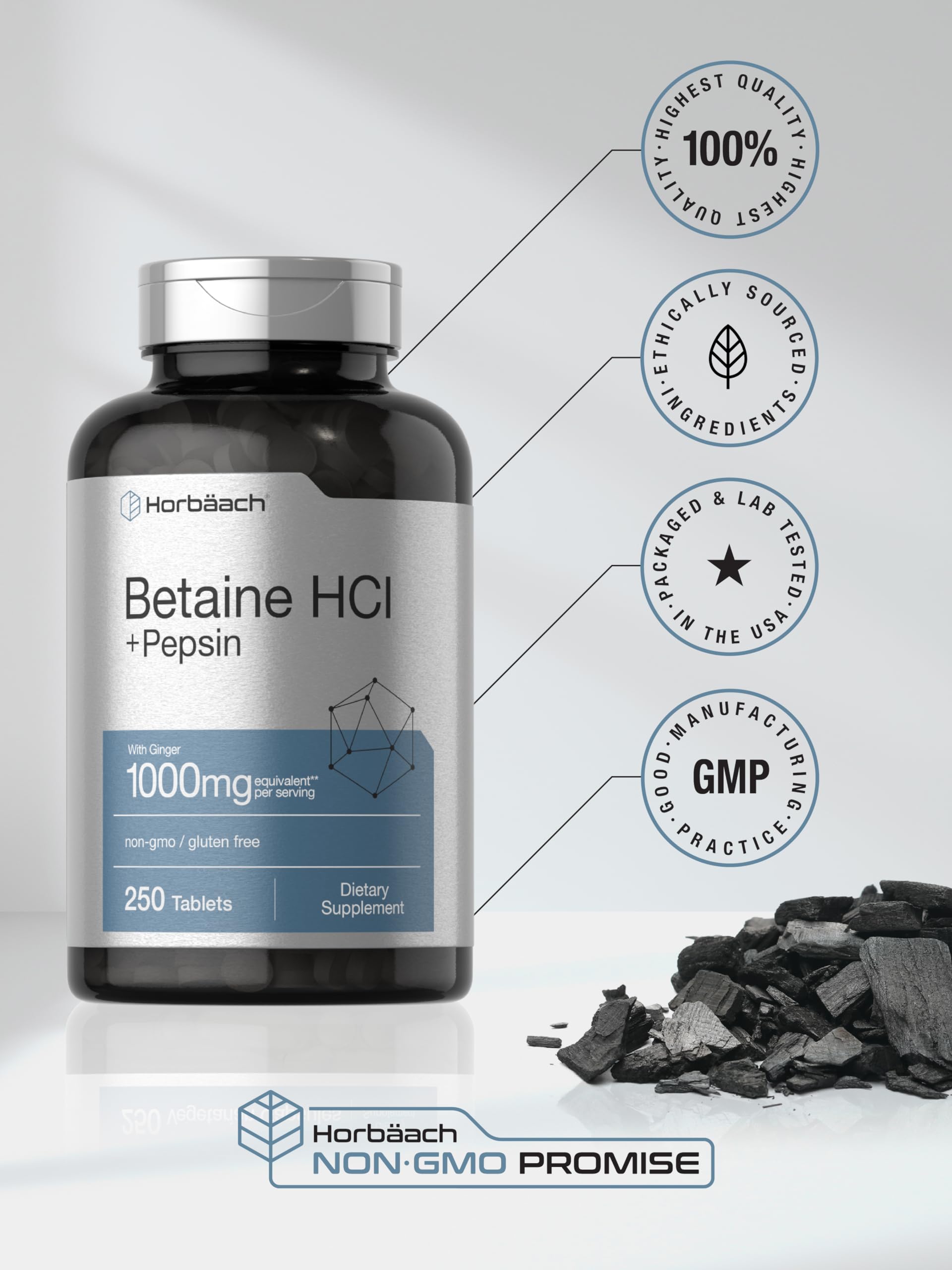 Horbaach tablets illustrate 1000 mg per serving dosage.