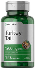 Horbaach Turkey Tail capsules bottle on a clean surface for daily use.