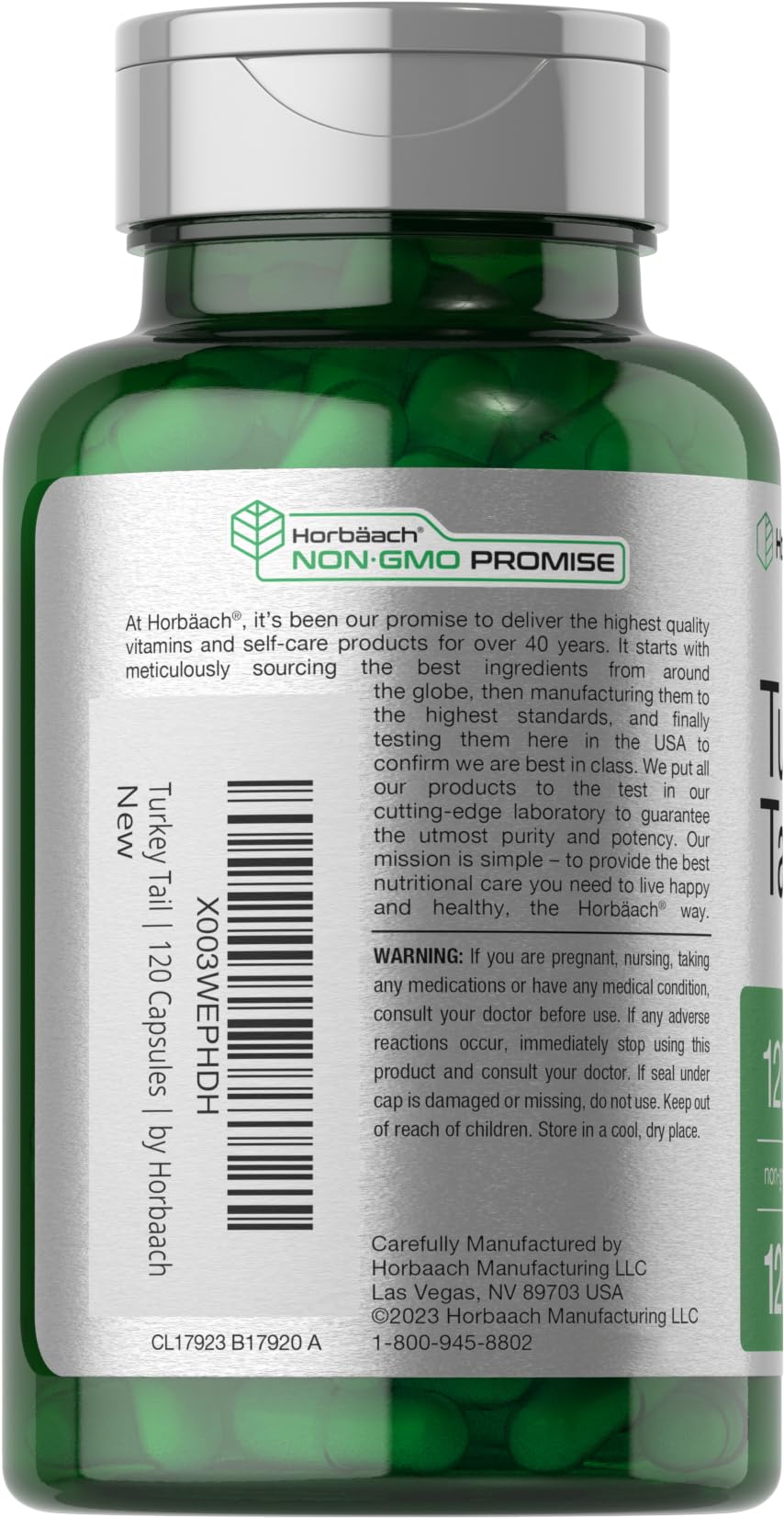 Horbaach Turkey Tail capsules being poured for easy daily dosing.