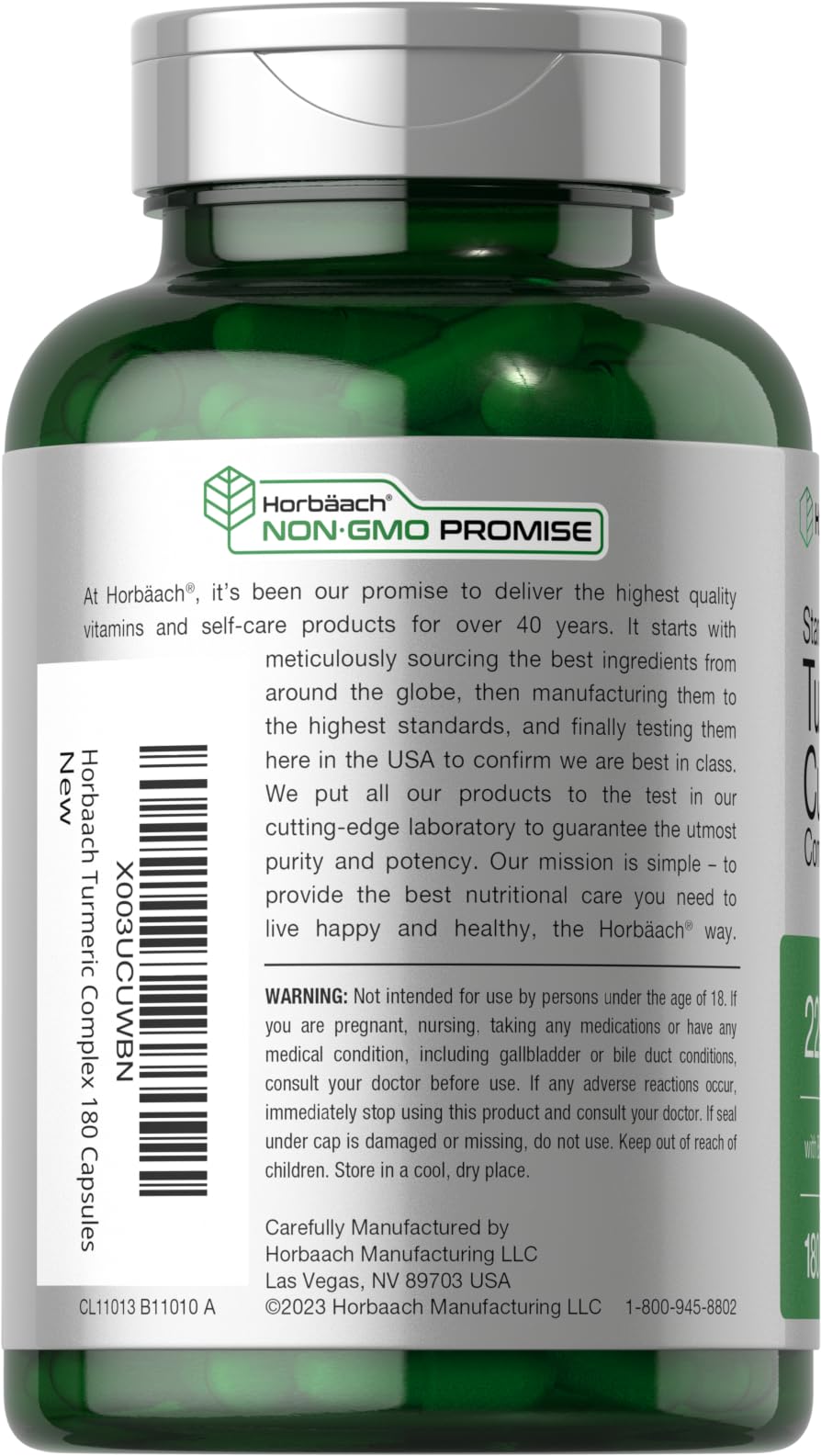 Horbäach turmeric with black pepper extract promotes absorption.