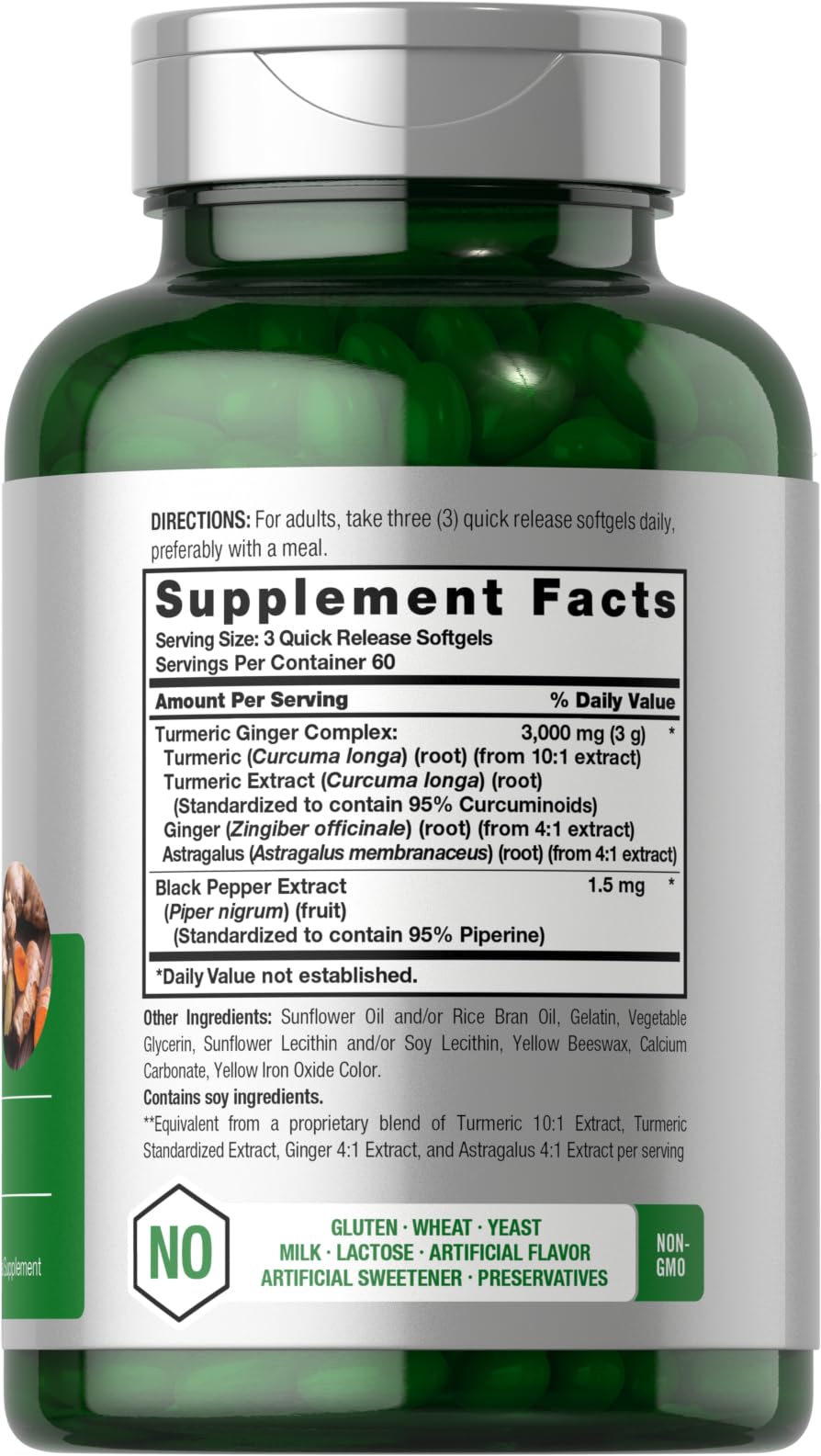 Horbäach turmeric ginger ingredients panel highlights curcuminoids