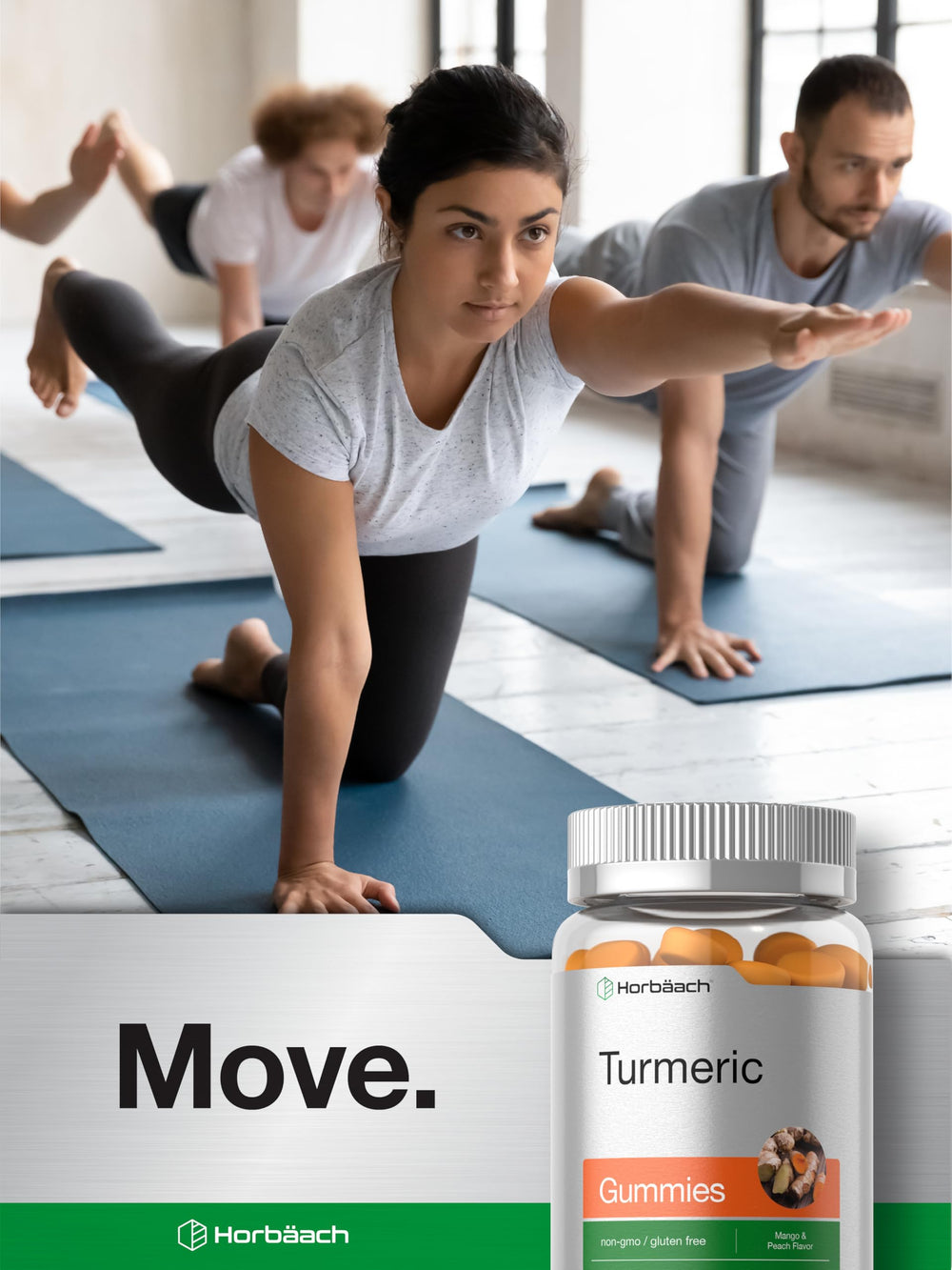 Horbäach turmeric gummies lab-tested seal indicating purity and quality.