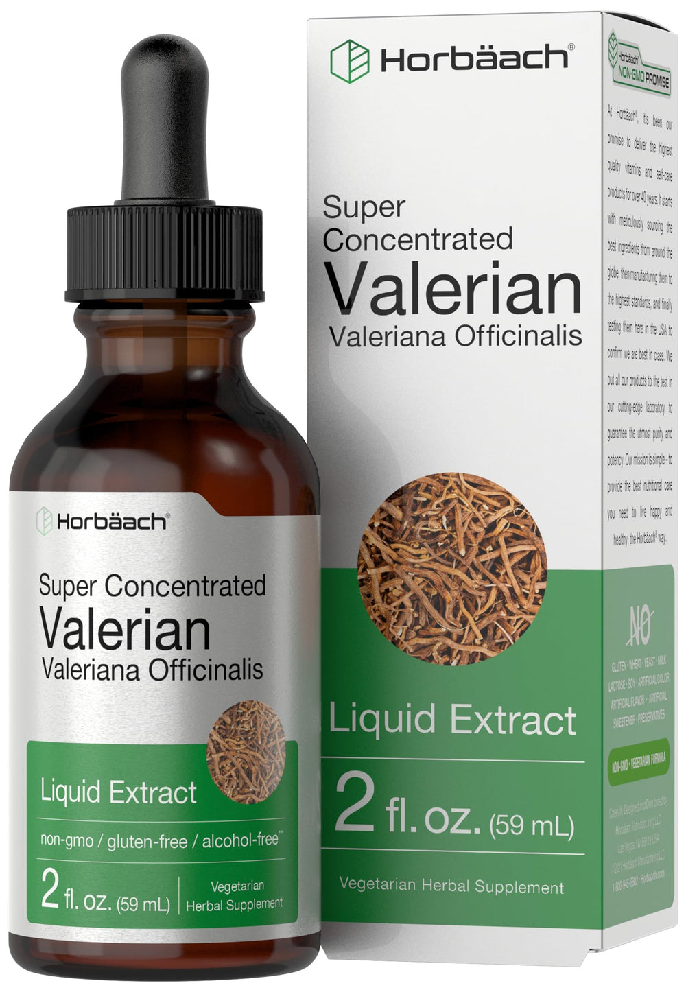 Horbäach Valerian Root Extract Drops bottle ready for bedtime routine, calm aroma.