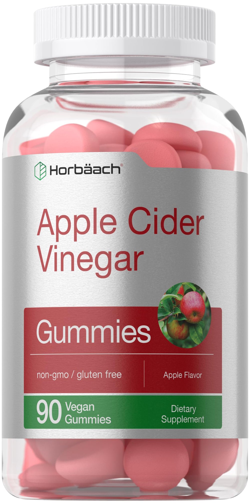 Horbäach Vegan Apple Cider Vinegar Gummies bottle front for easy daily wellness