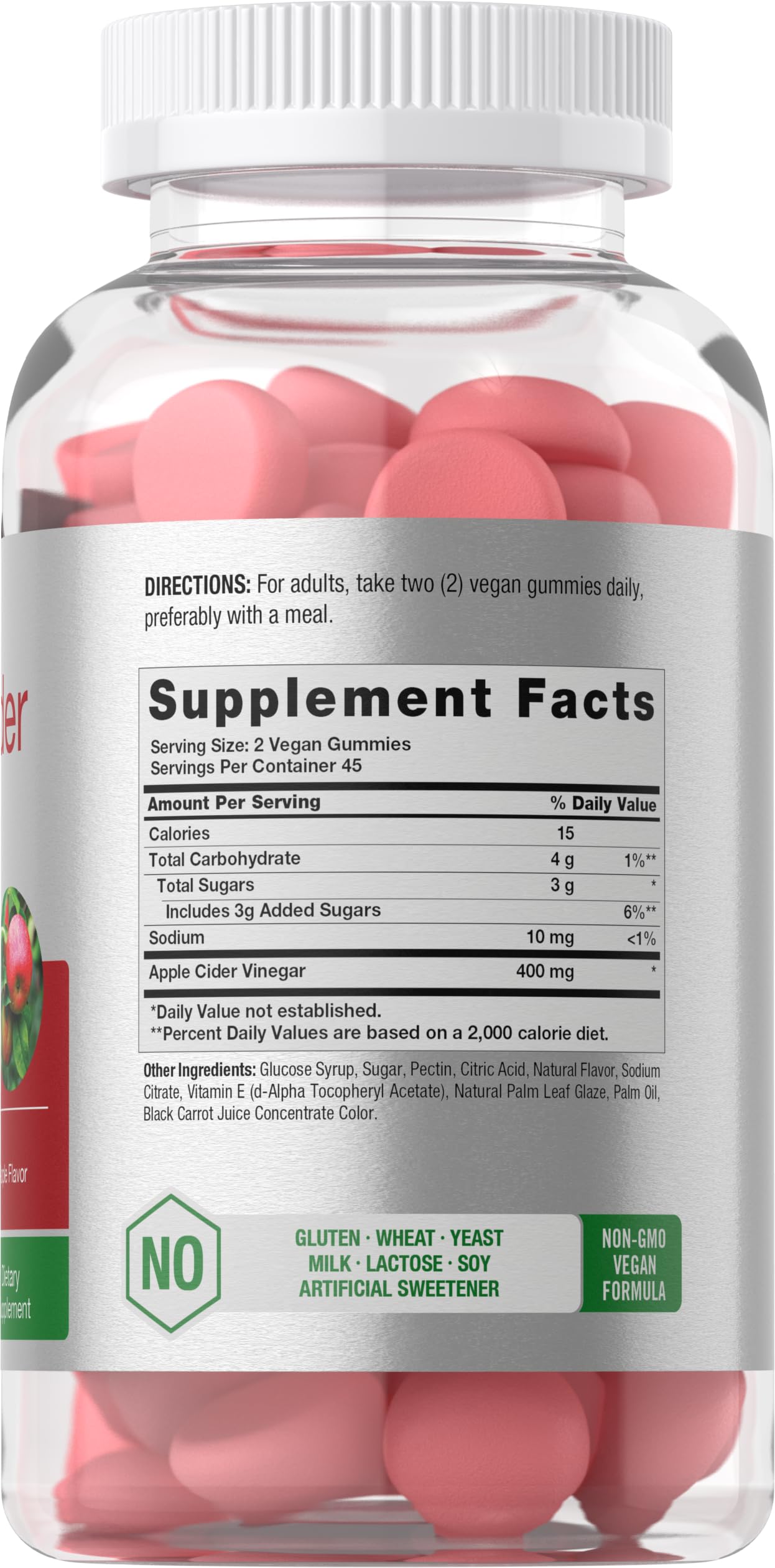 Horbäach Vegan Apple Cider Vinegar Gummies closeup highlights chewy texture and apple flavor