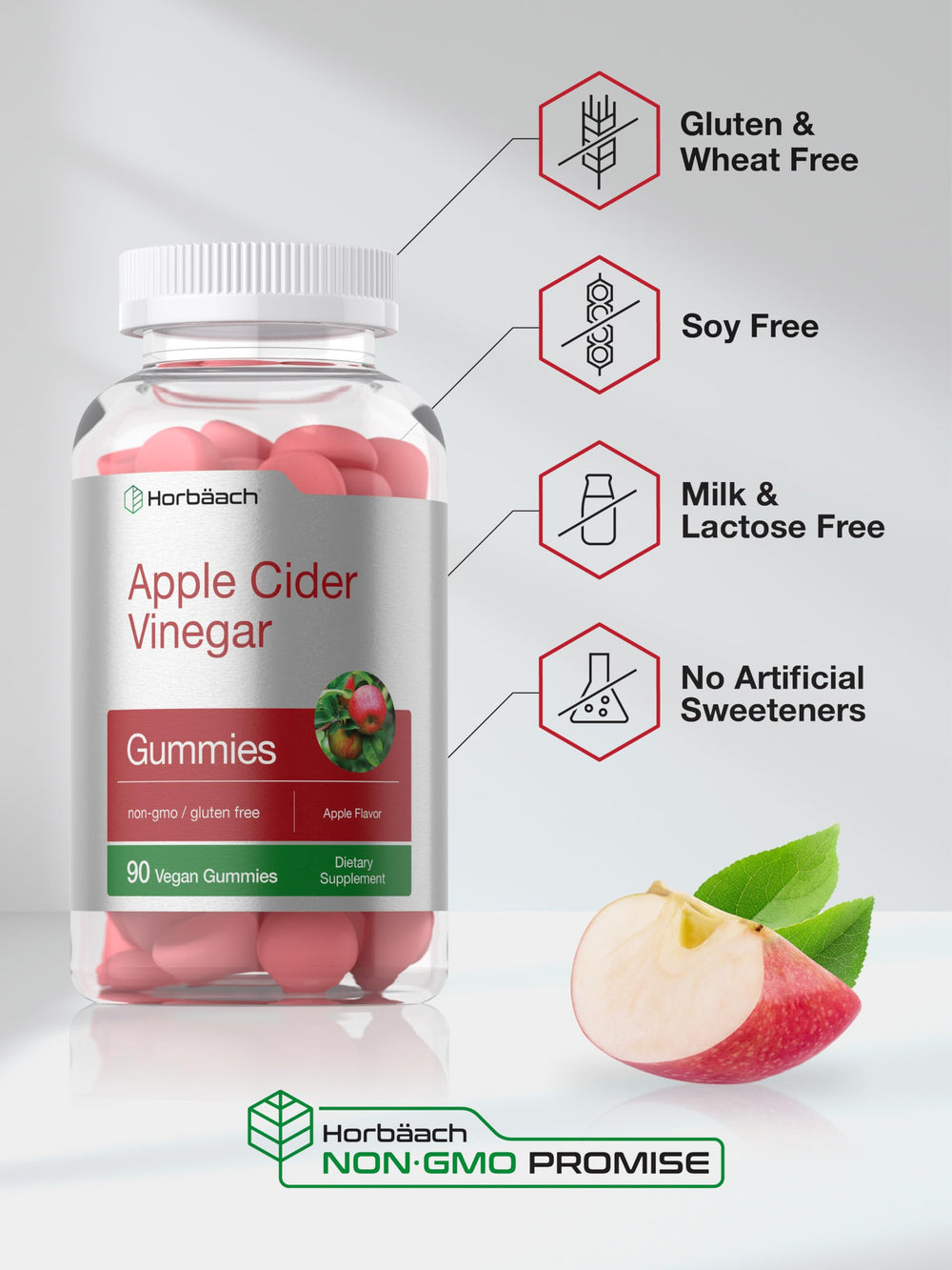 Horbäach Vegan Apple Cider Vinegar Gummies texture ideal for on-the-go snacking