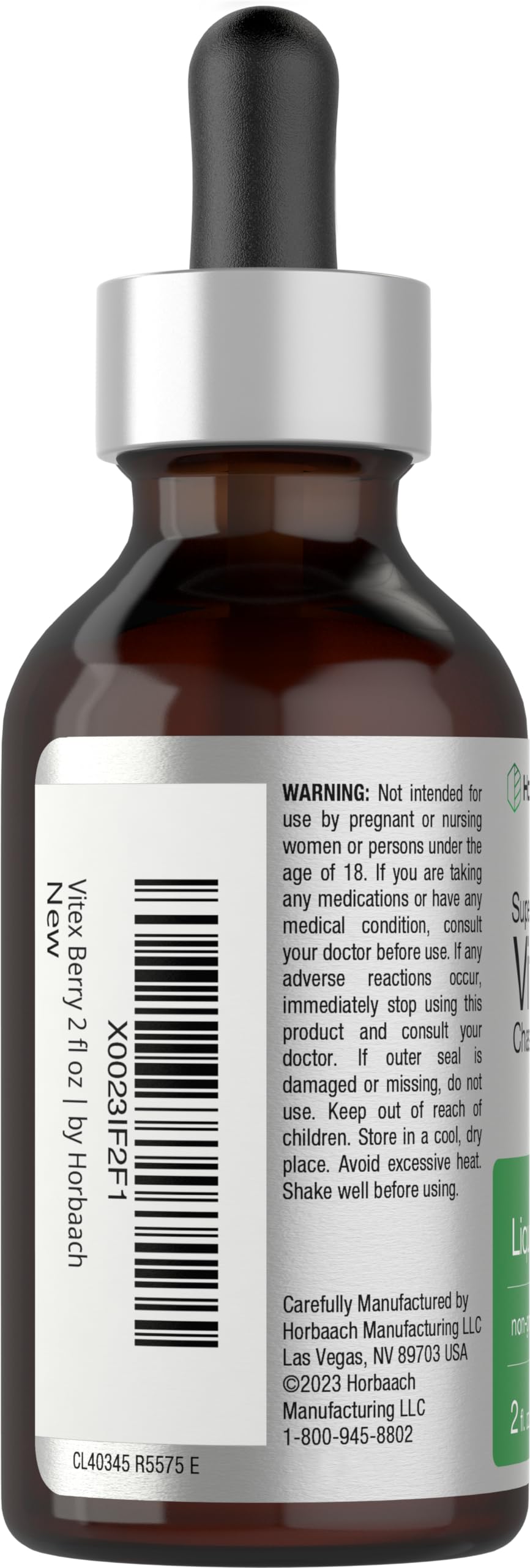 Horbaach vegetarian non-GMO gluten-free Vitex tincture label