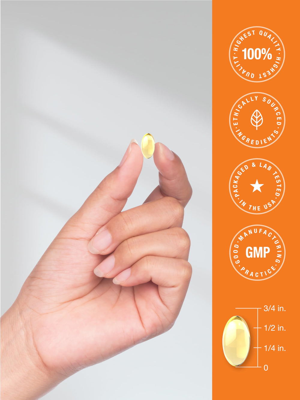 Horbäach Vitamin D3 ingredients panel illustrates gluten-free non-GMO formulation