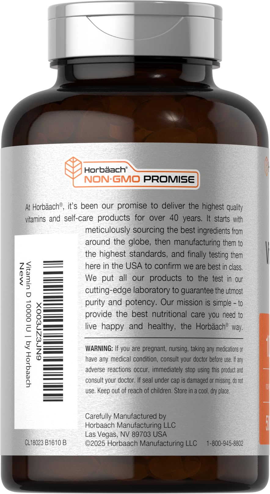 Horbäach Vitamin D3 softgels closeup emphasizes quick-release capsule design